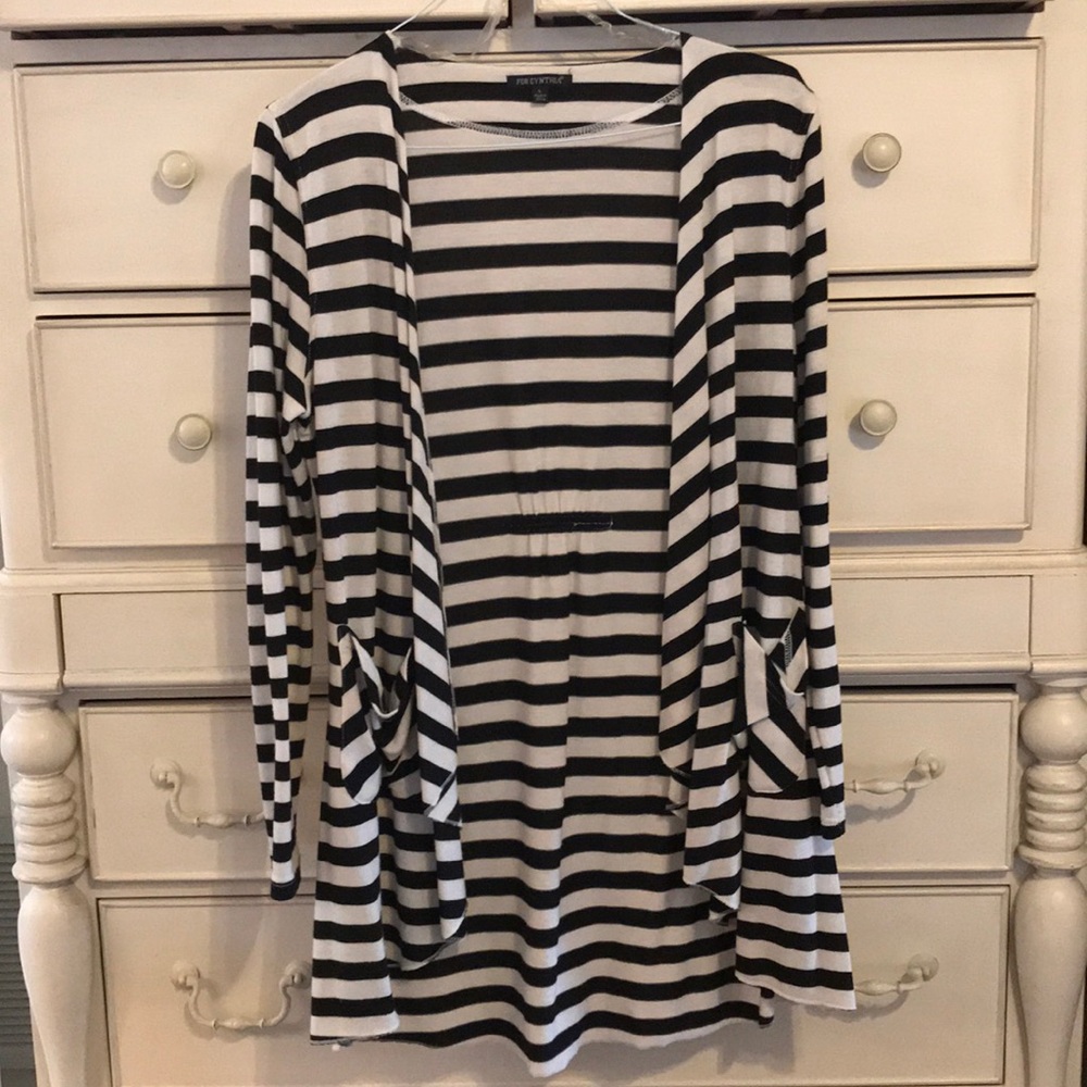 Women’s black and tax striped cardigan